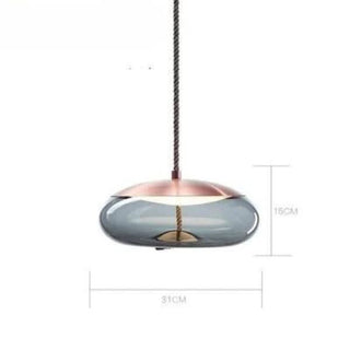 Adjustable Pendant Light – Designer Smoked Glass Lamp with Hemp Rope Accent