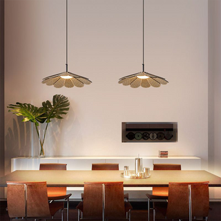 LED adjustable boho rattan pendant lamp for living room ceiling