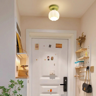 Pumpkin glass metal ceiling lamp, mini modern bedroom hallway