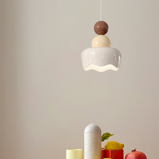 Cream pendant side view — bedside adjustable warm glow fixture