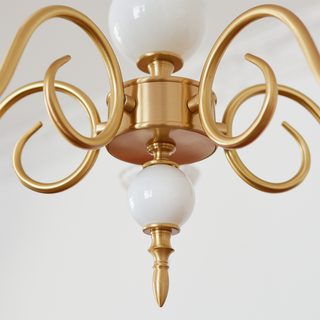 Cream glass metal chandelier wide — vintage soft warm dining ceiling