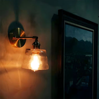 Vintage glass wall lamp adjustable angle — warm metal sconce