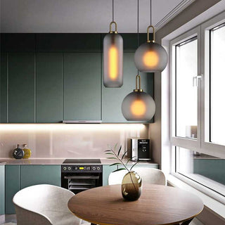 Glass pendant from below — modern adjustable single bulb ceiling lamp