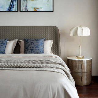 Modern fabric bedside lamp side — metal E27 warm glow