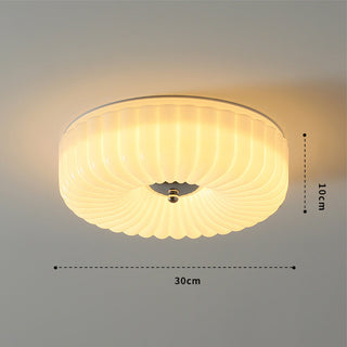 Cream glass Bauhaus ceiling fixture, flush mount LED bulb