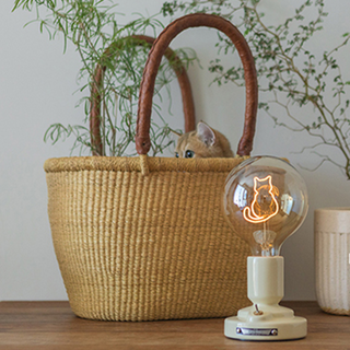 Cat pattern bedside lamp ambient — pink white LED