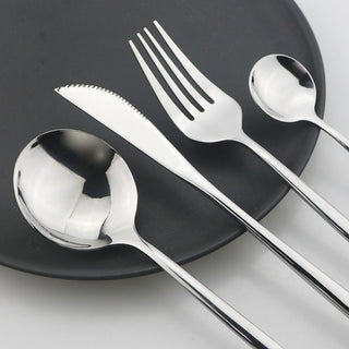 stainless steel cutlery 24 piece gold silver rose finish flatware set close-up