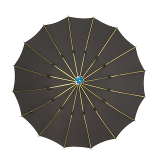 Exclusive black jacquard umbrella gold plated crystal handle