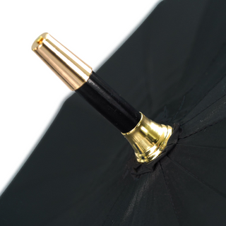 Black jacquard luxury umbrella crystal handle open canopy view