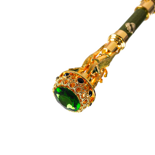 Luxury dark green 24K gold handle handmade Italian men's umbrella top view