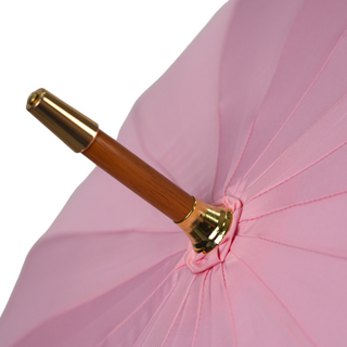 Pink luxury 24K gold handle genuine quartz stone Italian umbrella back view