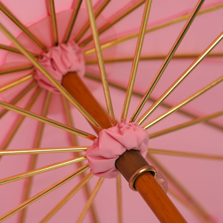Pink designer umbrella – full open canopy view