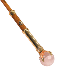 Pink luxury 24K gold handle genuine quartz stone Italian umbrella angle