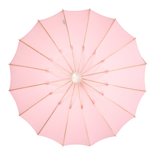Pink luxury 24K gold handle genuine quartz stone Italian umbrella top view
