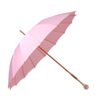 Pink luxury umbrella – quartz stone handle close-up