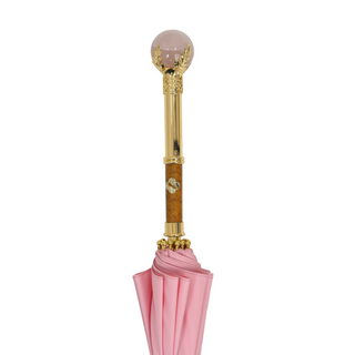 Italian pink umbrella – quartz handle and gold detail