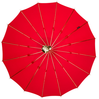 Luxury limited edition red jacquard canopy 24K gold panther handle Italian umbrella back