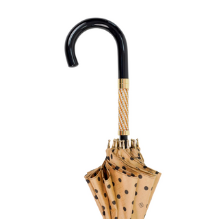 Luxury limited edition polka dot umbrella gold handle detail