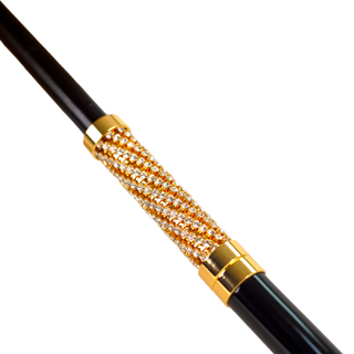 Handmade luxury gold jacquard polka dot umbrella handle open