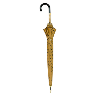 Elegant luxury jacquard polka dot umbrella gold handle close-up