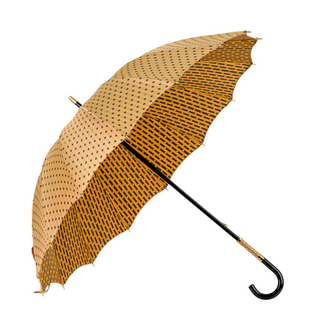 Women's luxury gold polka dot umbrella jacquard handle side