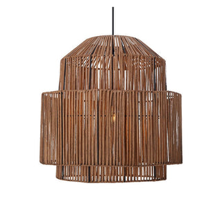 Rattan boho pendant top view — adjustable kitchen island lamp