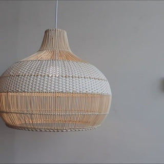 Suspension Luminaire Rotin - Abat-jour en Osier Tressé à la Main pour Éclairage d'Îlot de Cuisine