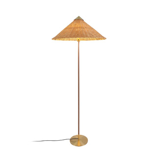 Rattan woven lamp ambient — vintage tall warm glow