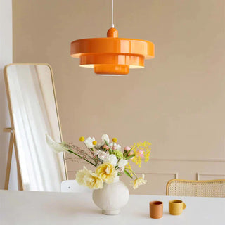 Bauhaus iron pendant lamp casting warm rustic glow