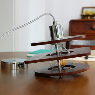 Metal wood pendant detail — retro walnut small fixture