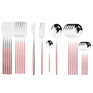 stainless steel cutlery 24 piece gold silver rose finish flatware alternate view