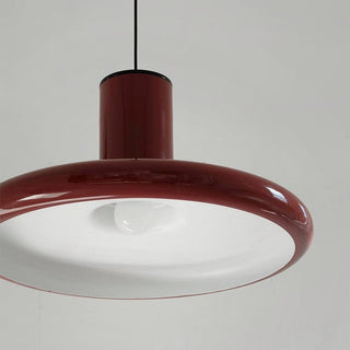 Adjustable red saucer pendant lamp — modern metal dining light