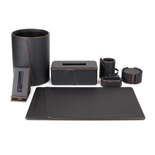 noir leather desk set executive office workspace essentials signature flap design front view