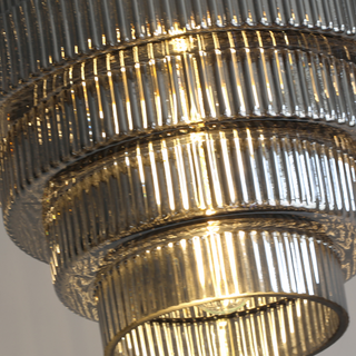 Striped glass pendant showing ribbed glass texture