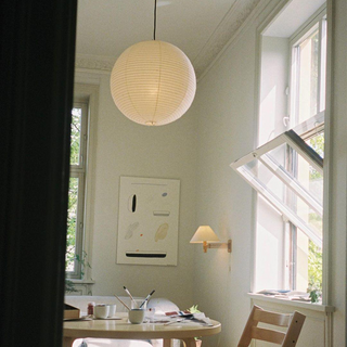 Modern Nordic pendant with white paper lantern form