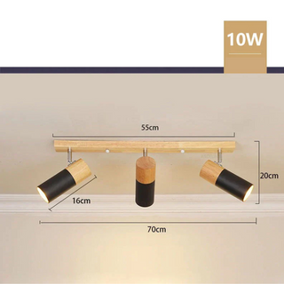 Wood Ceiling Light – Adjustable Surface Mounted Light with Directional Spot Lamp