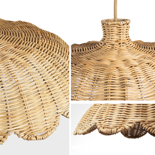 Natural wood rattan pendant in medium boho style