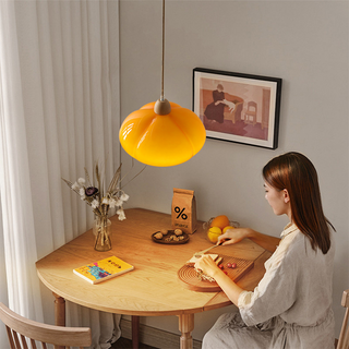 Vintage glass pumpkin pendant from above — E27 hanging lamp