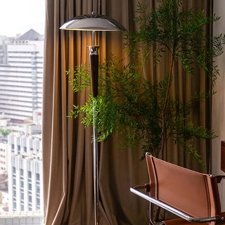 Chrome standing lamp setting — modern LED wide view