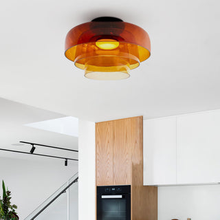 Plafonnier en verre multicouche - Lampe de plafond moderne pour salon avec abat-jour superposés
