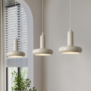 Cream Bauhaus pendant with adjustable wire cord