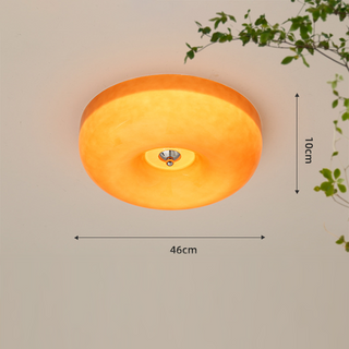 Warm glow cream ceiling lamp with frosted glass shade, modern bedroom