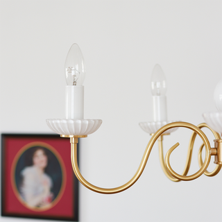 Vintage metal glass chandelier detail — cream soft warm texture