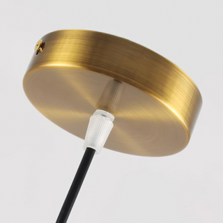 Mid-century pendant with walnut saucer and brass trim