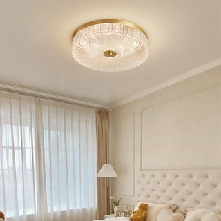 LED tri-color ceiling light copper crystal – flush mount