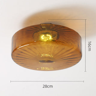 Medieval iron ceiling lamp illuminated, corrugated glass warm glow
