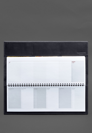 leather bound notebook elegant leather desk planner weekly schedule organizer detail
