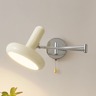 White retro swing arm metal wall lamp adjustable — sconce