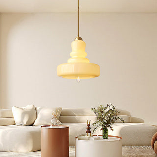 Pendant with gourd glass — Bauhaus brass colorful finish