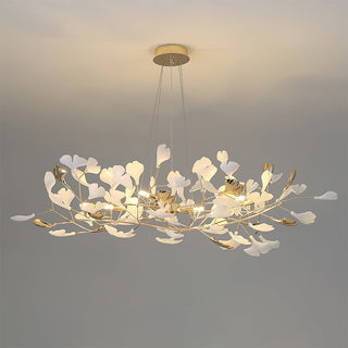 Unique metal art chandelier close-up — modern frame dining detail